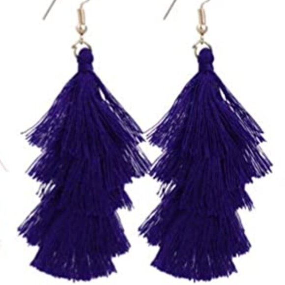 boutique Jewelry - ✨ Purple Tassel Earrings Boho Fringe Layered